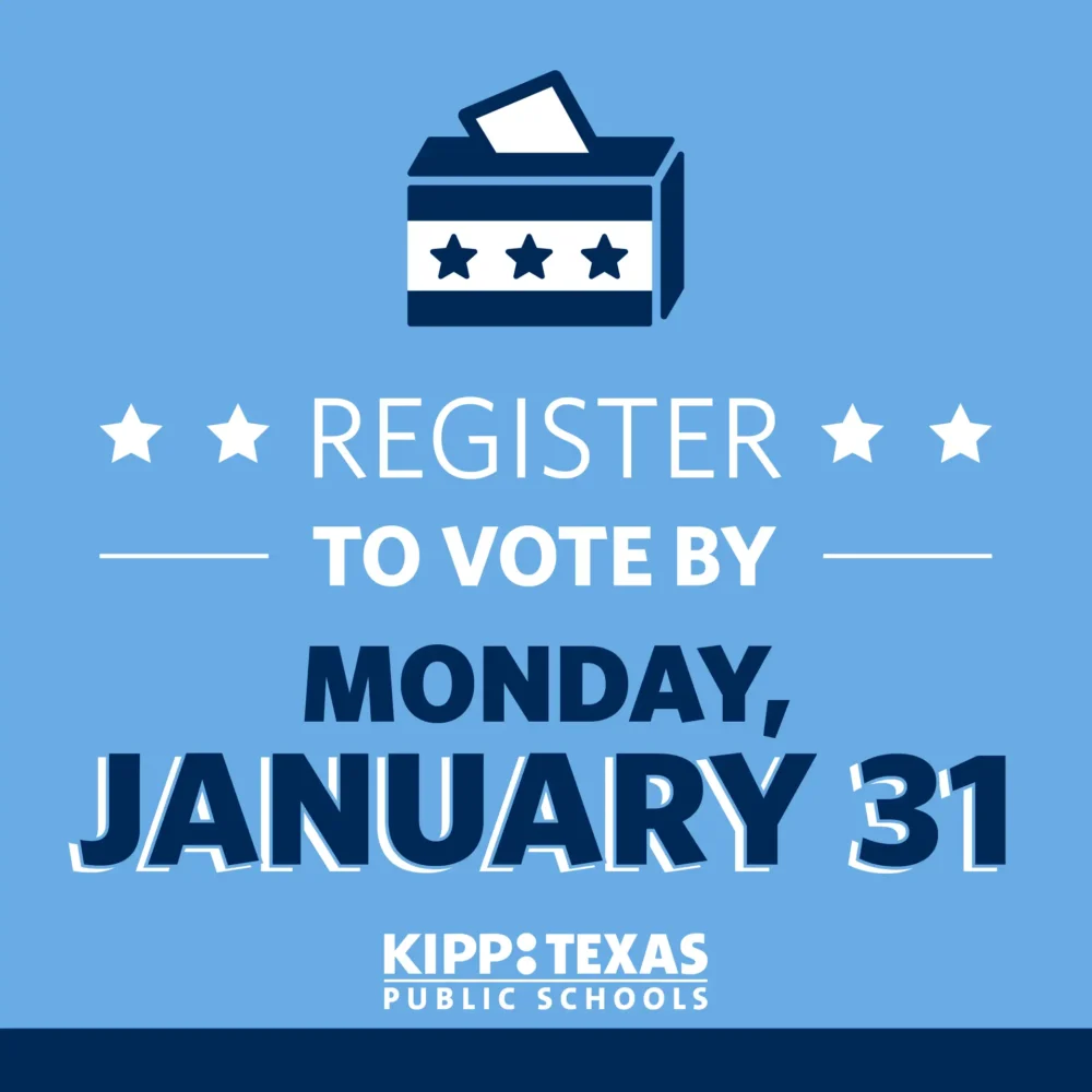 KIPP promotional poster to register to vote