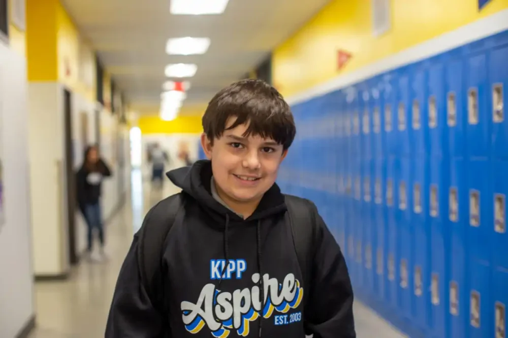 KIPP student in hallway