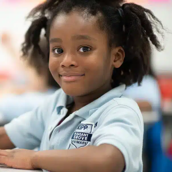 Young girl with KIPP Texas uniform at Primary School