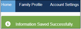 Screenshot of successful information save example
