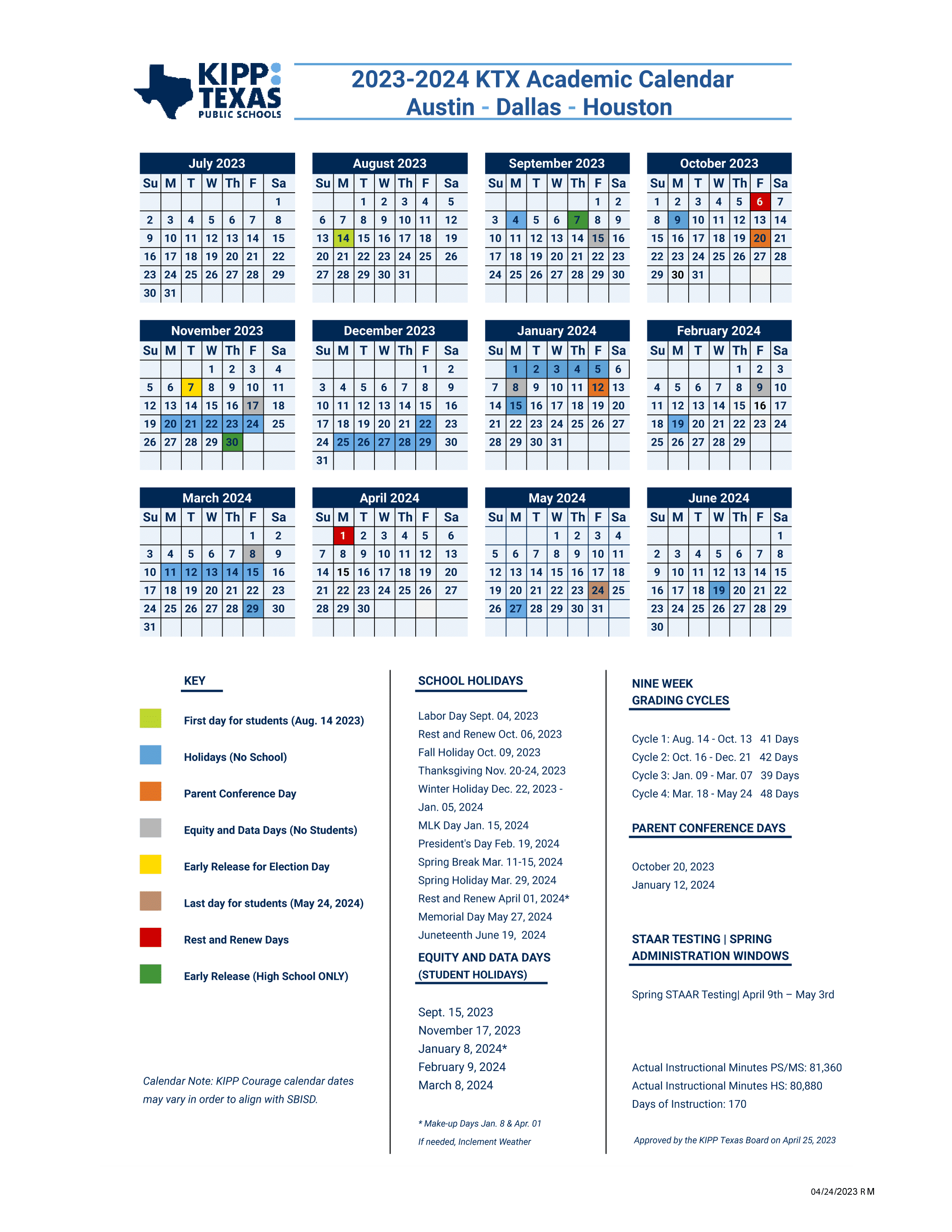 KIPP Schools in Texas Academic Calendars for 20232024